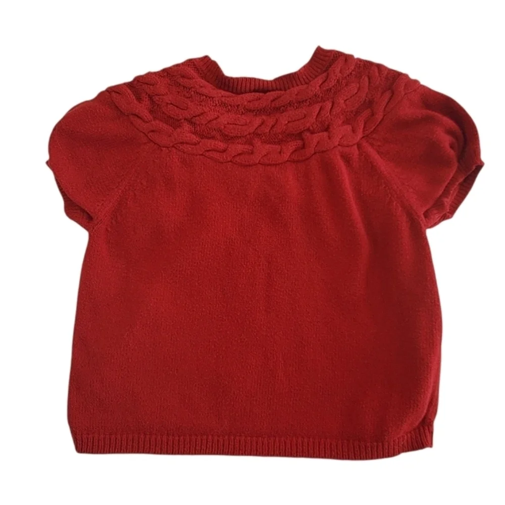 K1127 * Gymboree Rhinestone Button Cable Knit Sweater Red Burgundy Size 5